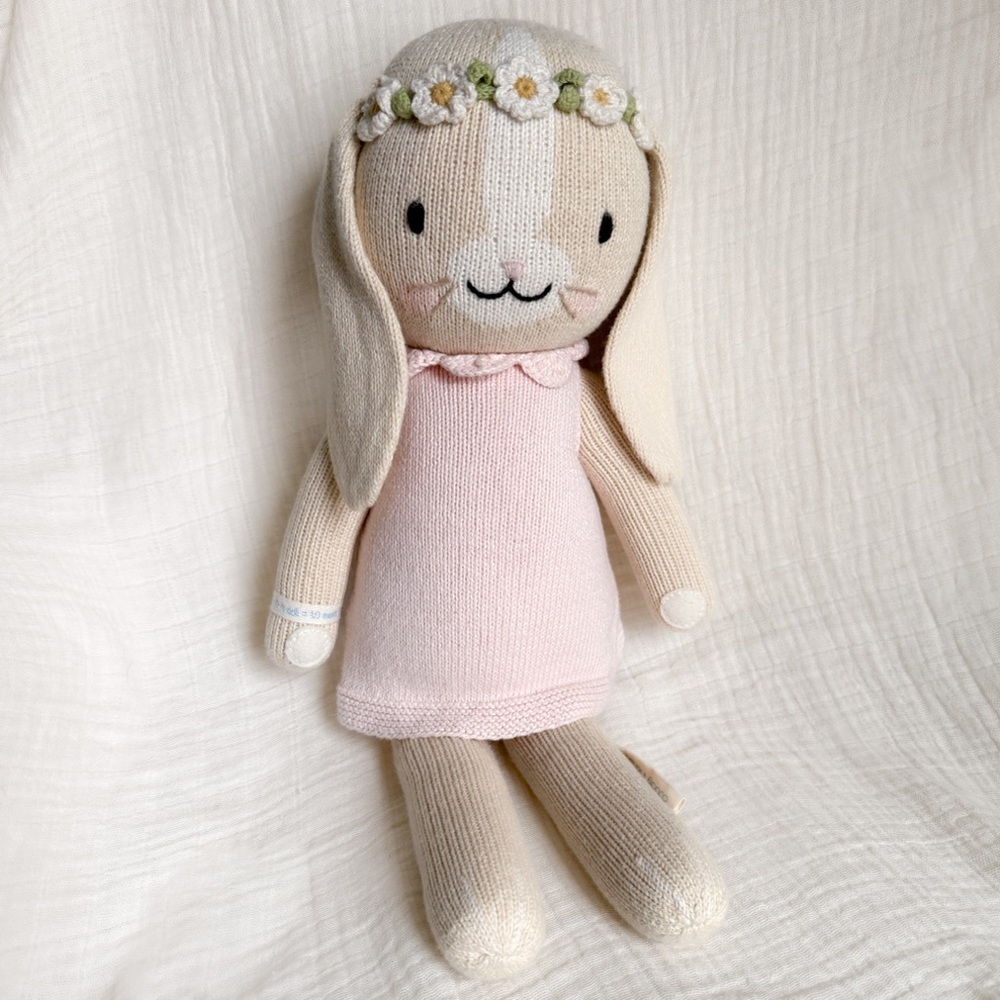CUDDLE + KIND Hannah the Bunny - Blush - Regular 20’’ - Hand Knit Doll - Easter